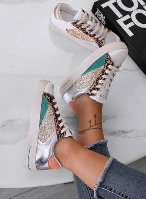 PEPPER - Vintage-style multicolor sneakers with glitter