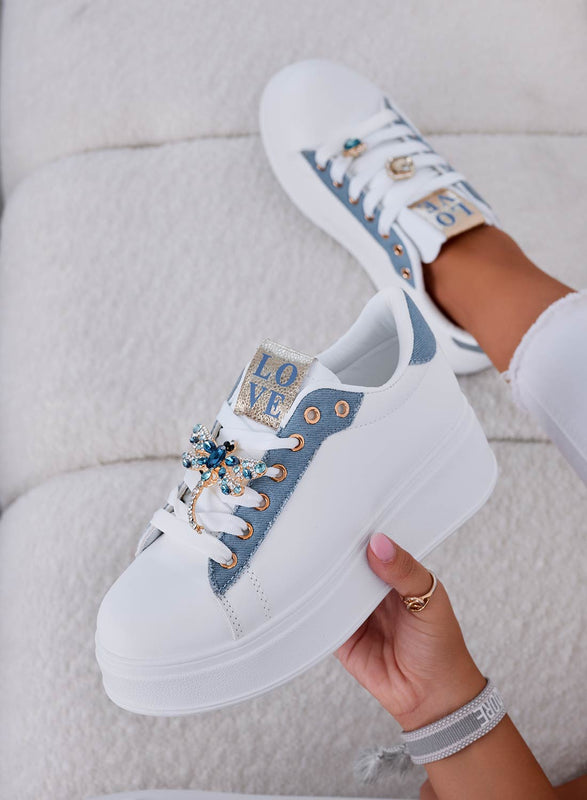 CELY - Sneakers gioiello blu jeans con libellula