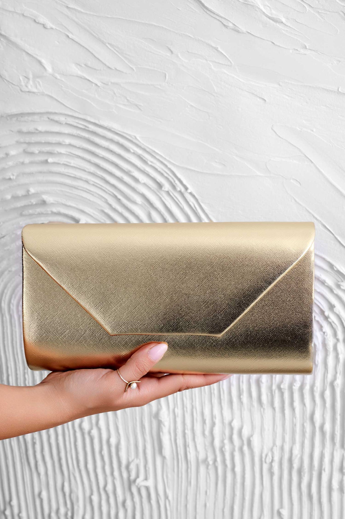 Metallic gold B216 clutch bag