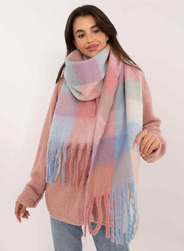 Sciarpa oversize con tonalità rosa azzurro