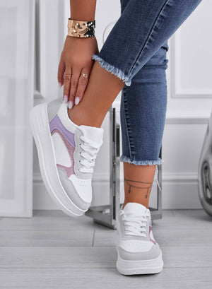 FRIDA - White sneakers with grey and lilac inserts