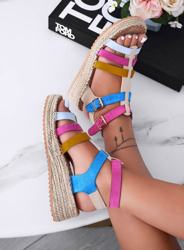 STEFANIA - Sandali espadrillas multicolor fasciati