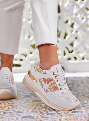 SUSY - White sneakers with embroidered inserts