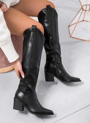 STEPHANIE - Black over-the-knee camperos boots