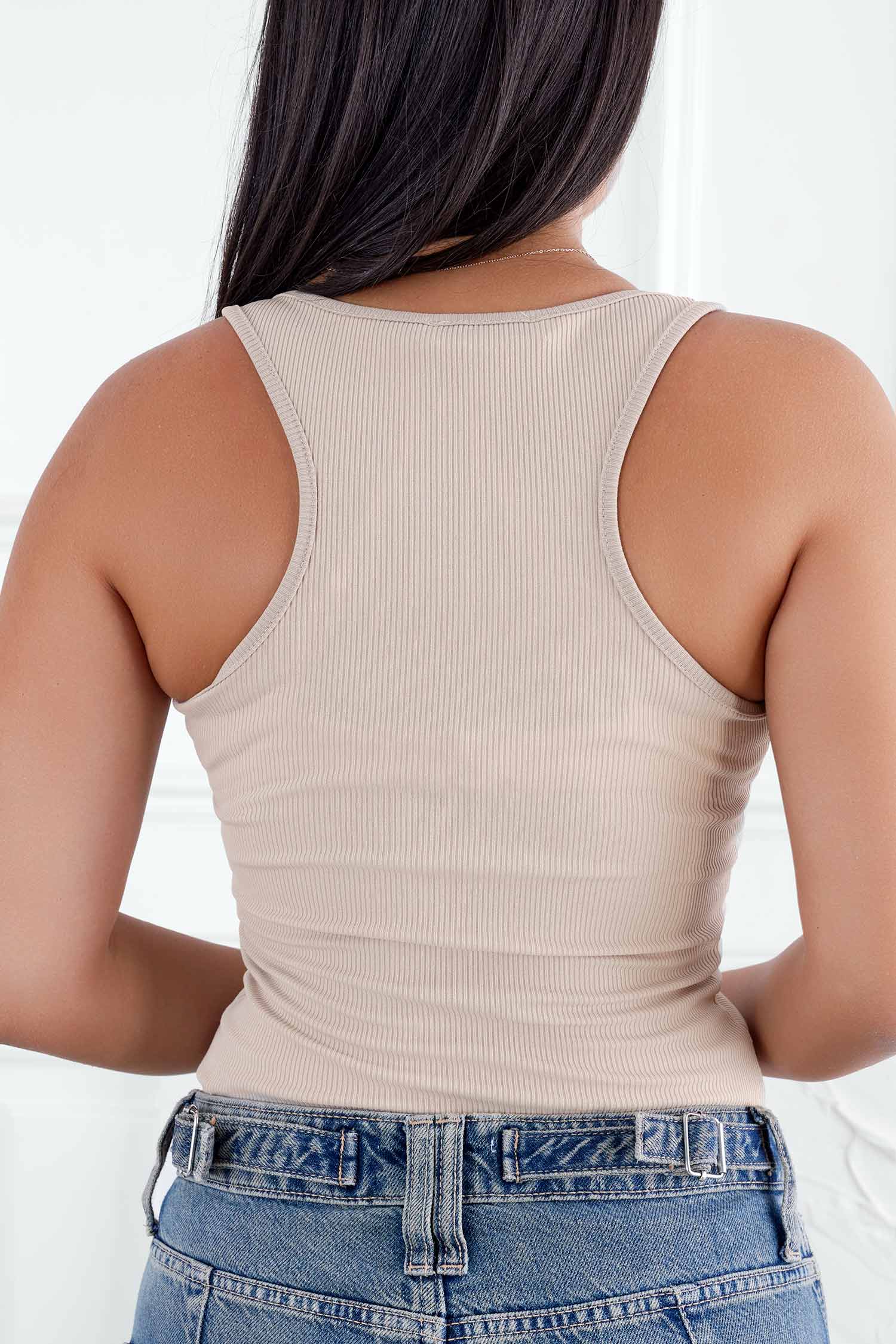 Top body beige a costine
