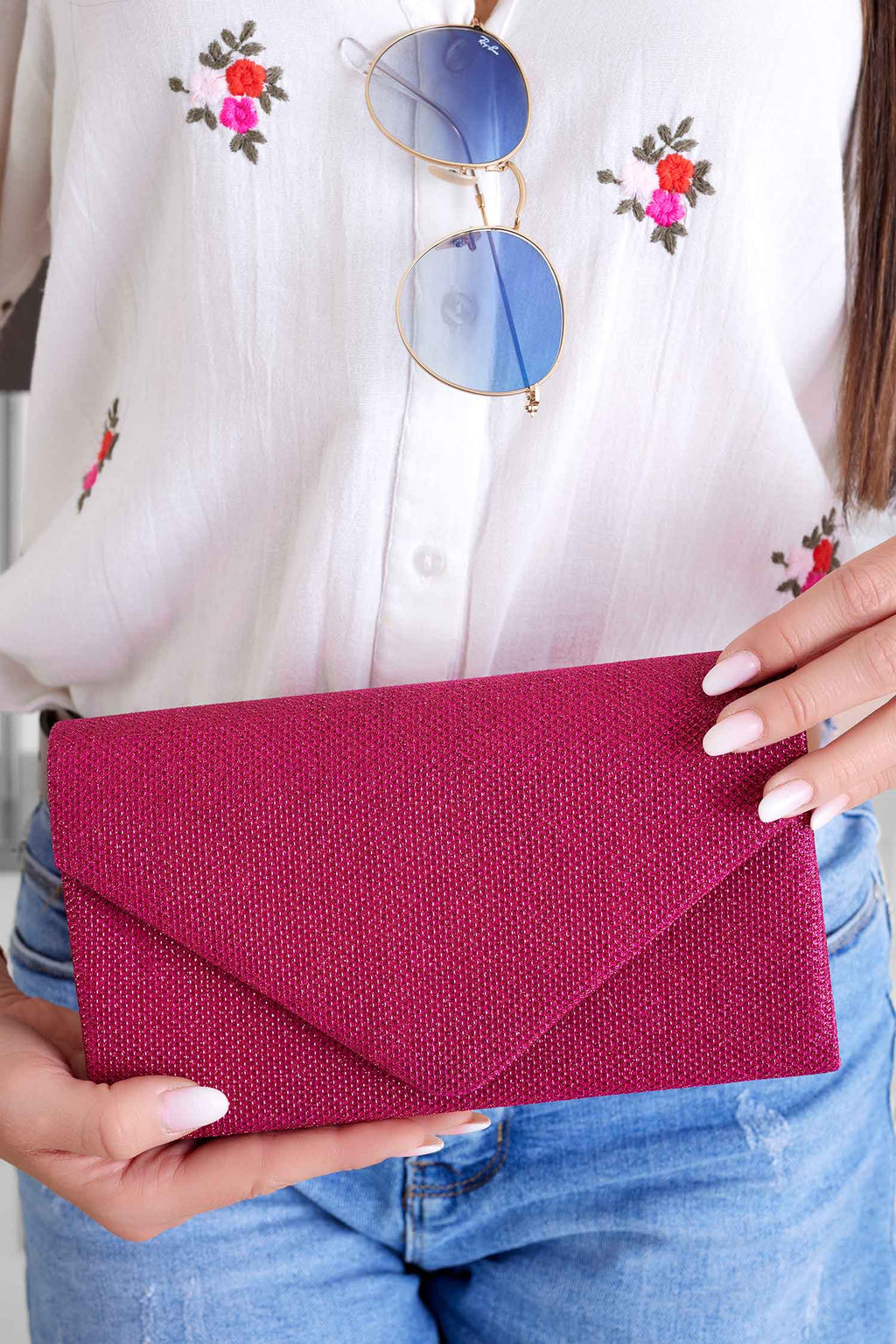 Pochette B221 fuchsia pailletée