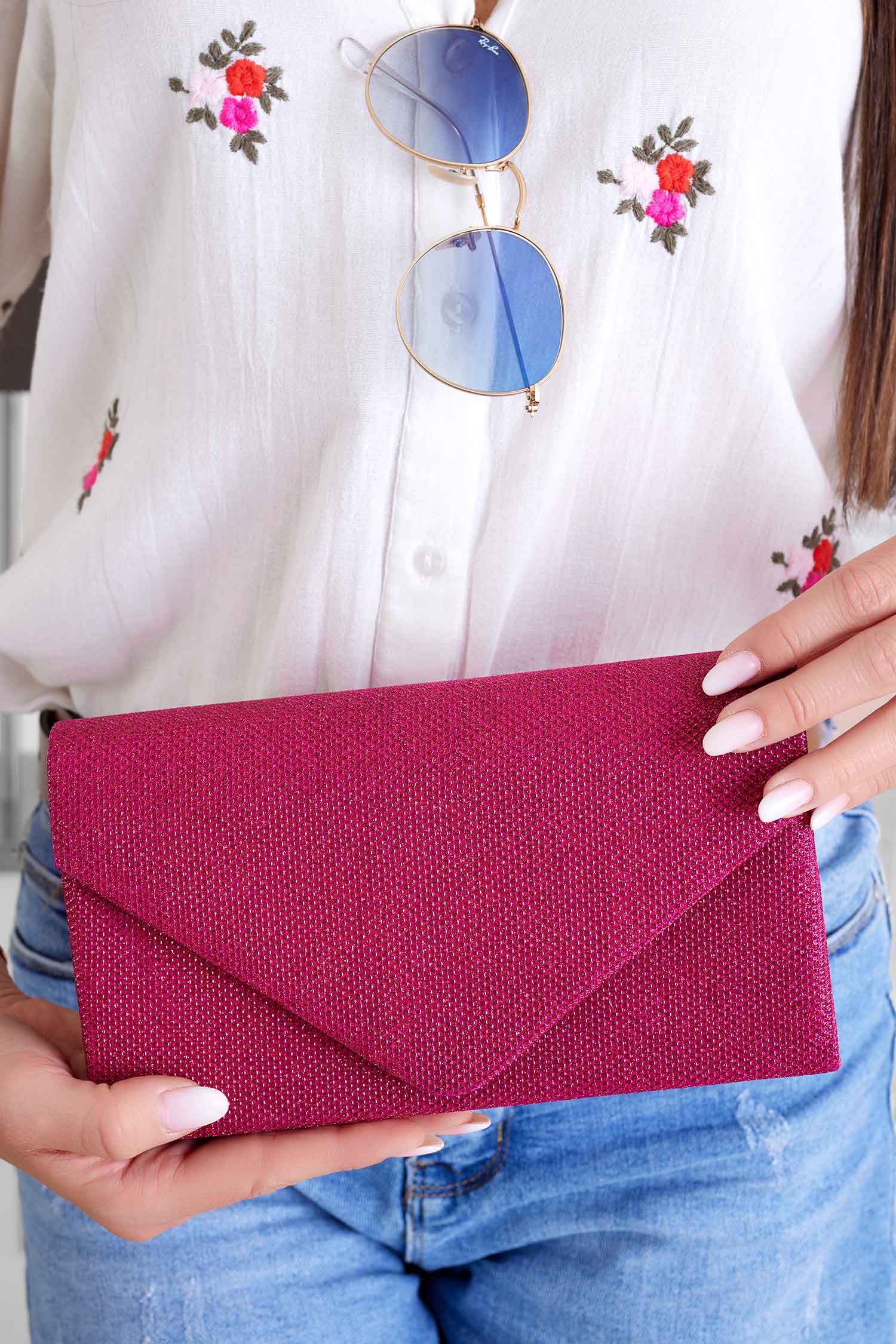 Pochette B221 fuchsia pailletée