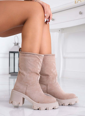 Beige Alexoo ankle boots with comfortable heel
