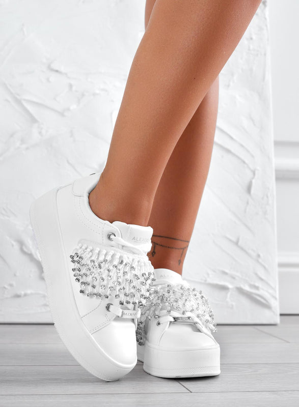 CARRY - Sneakers bianche Alexoo con fascia in strass