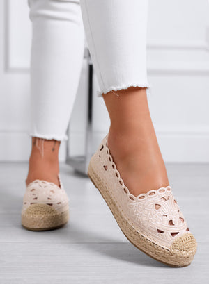 COLLINS - Espadrillas beige in Pizzo con Suola in Juta