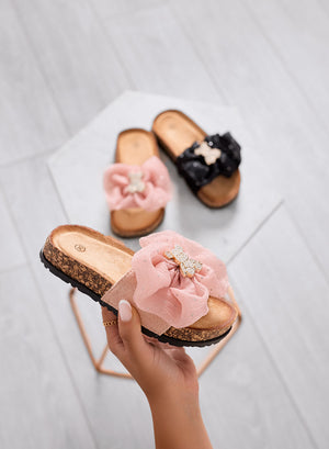 CAIRO - Pink sandals Girls' slippers with maxi bow and jewel teddy bear