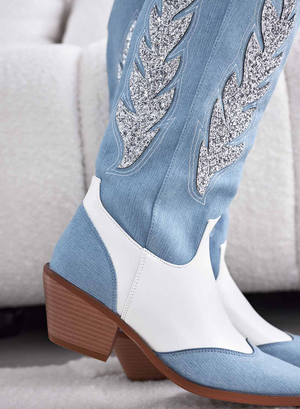 CORINE - Stivali camperos blu jeans con glitter