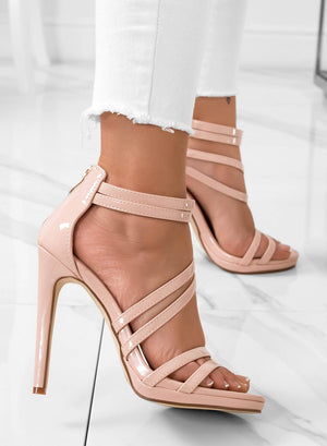 RENATA - Alexoo nude patent high-heeled sandals