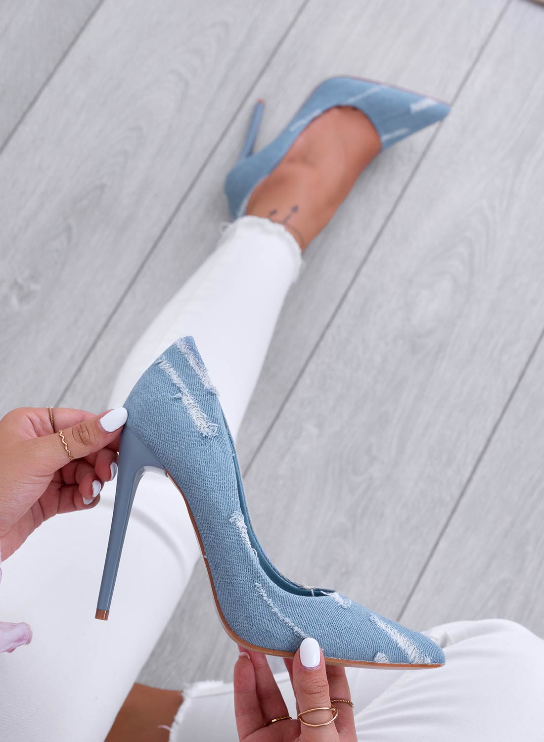 TIPSY - Decolletè blu jeans con tacco alto a spillo