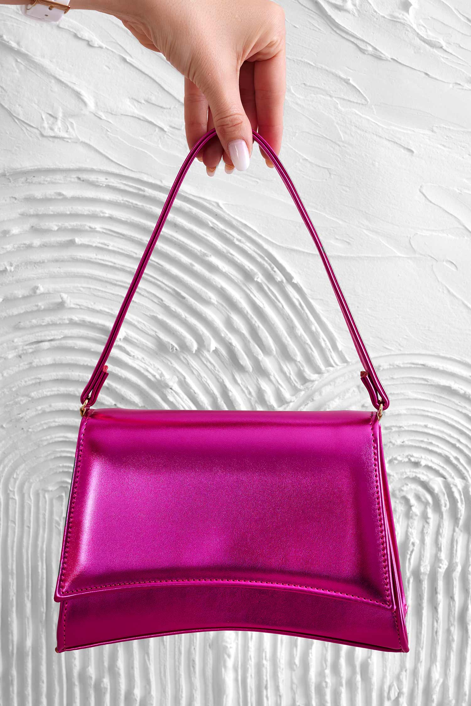 Sac à épaule B225 fuchsia métallisé