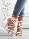 KIARA - Sandali Alexoo bianchi stringati con tacco alto