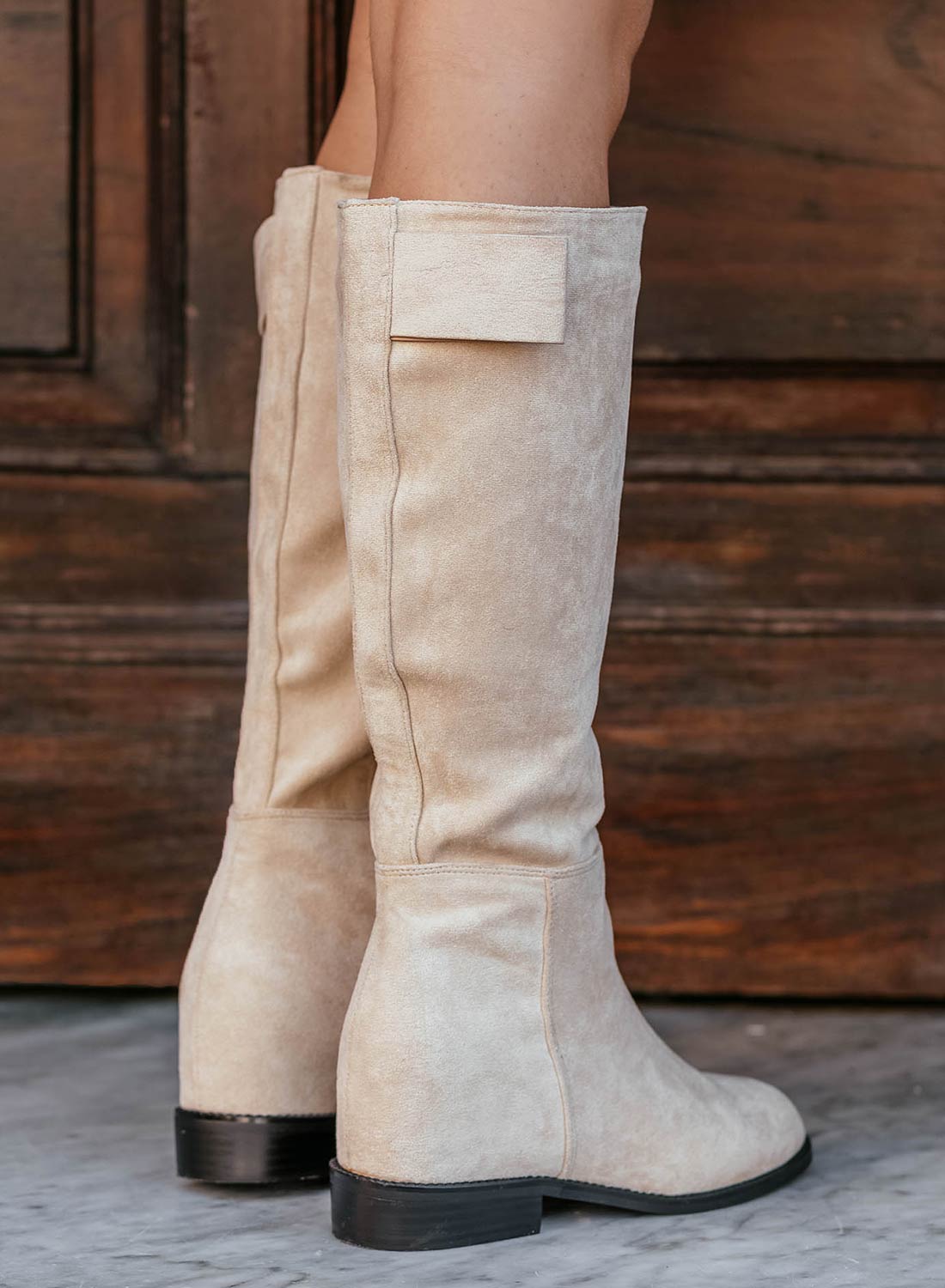Bottes beiges Alexoo avec semelle compensée intérieure