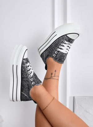 ROSINA - Sneakers platform nere con strass
