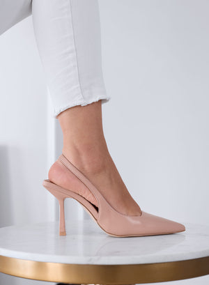 FRANCA - Escarpins Slingback Nude à Bout Pointu avec Talon