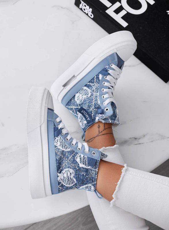 BARTH - Sneakers alte blu jeans a fantasia