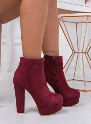 FELICIA - Suede ankle boots with high heel Bordeaux