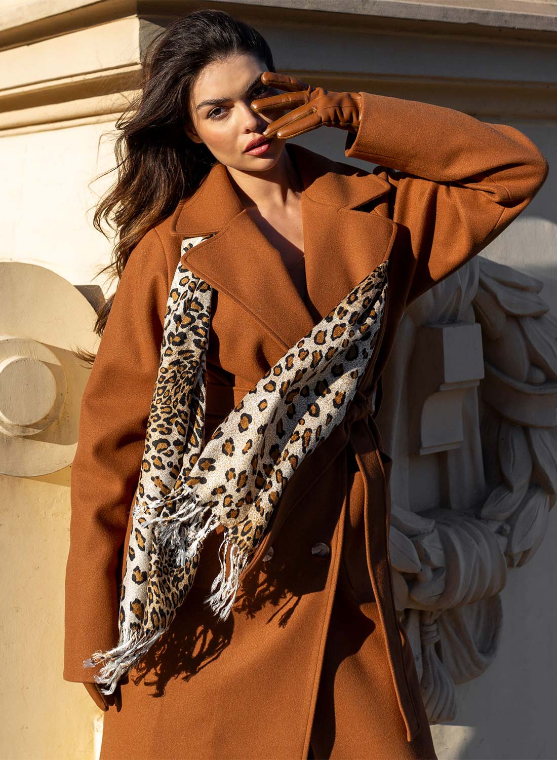 Leopard print patterned scarf