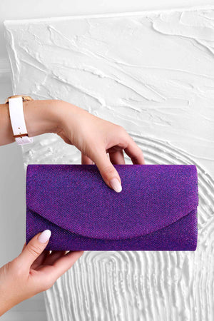 Purple B220 clutch bag in laminated fabric