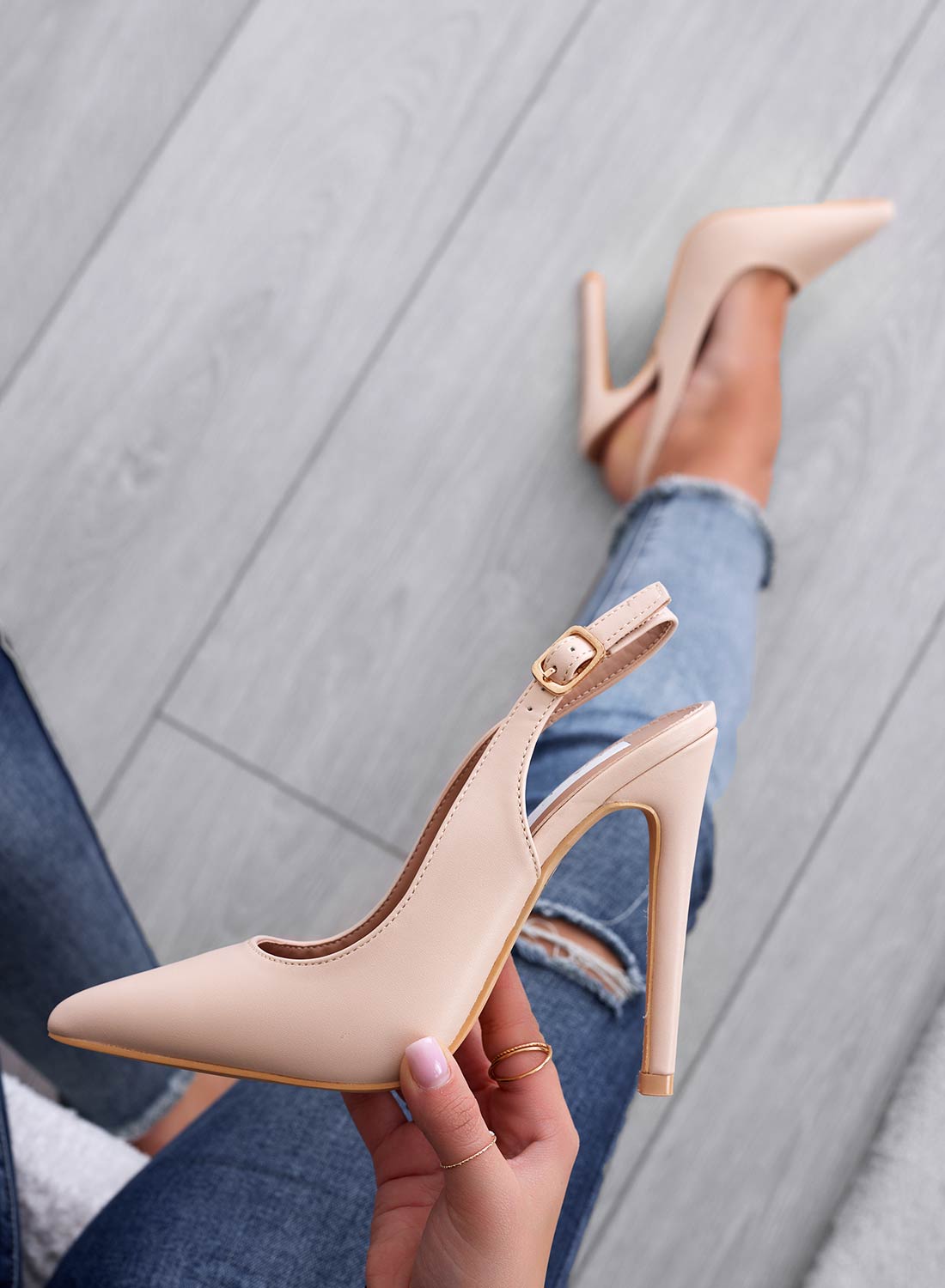 RODEO - Escarpins beige slingback à talon
