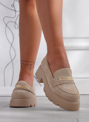 SIBARI - Suede mud loafers with gold plate