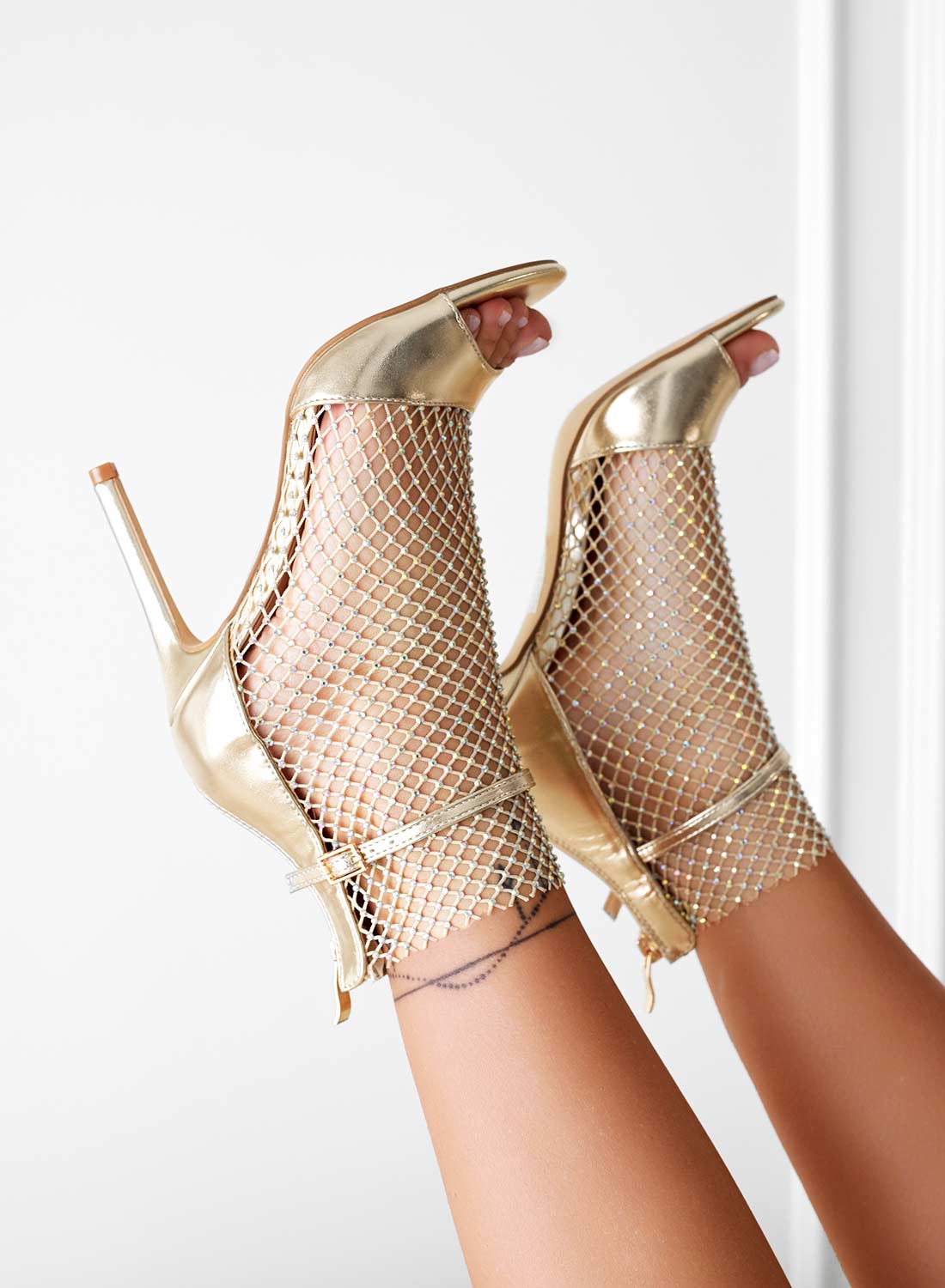 KENDALL - Sandali oro con rete gioiello