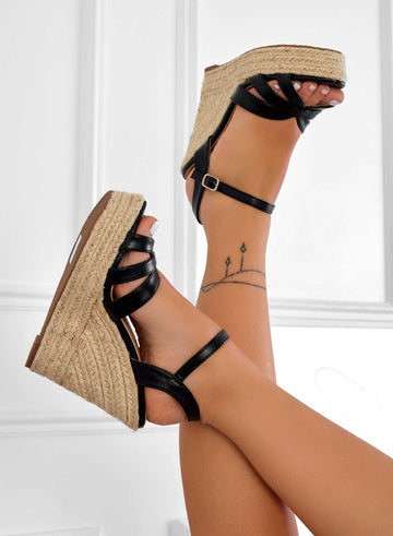 DALLAS - Black Alexoo espadrille sandals with straps