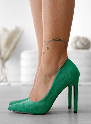 BERTA - Green suede Alexoo pumps with high heel