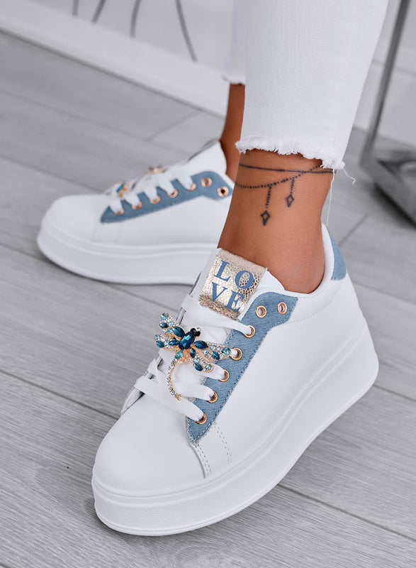 CELY - Sneakers gioiello blu jeans con libellula