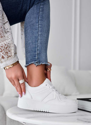 White sneakers with laces