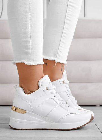 ILIZIA - White Alexoo sneakers with wedge and gold inserts