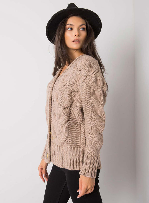 Cardigan fango in maglia con bottoni