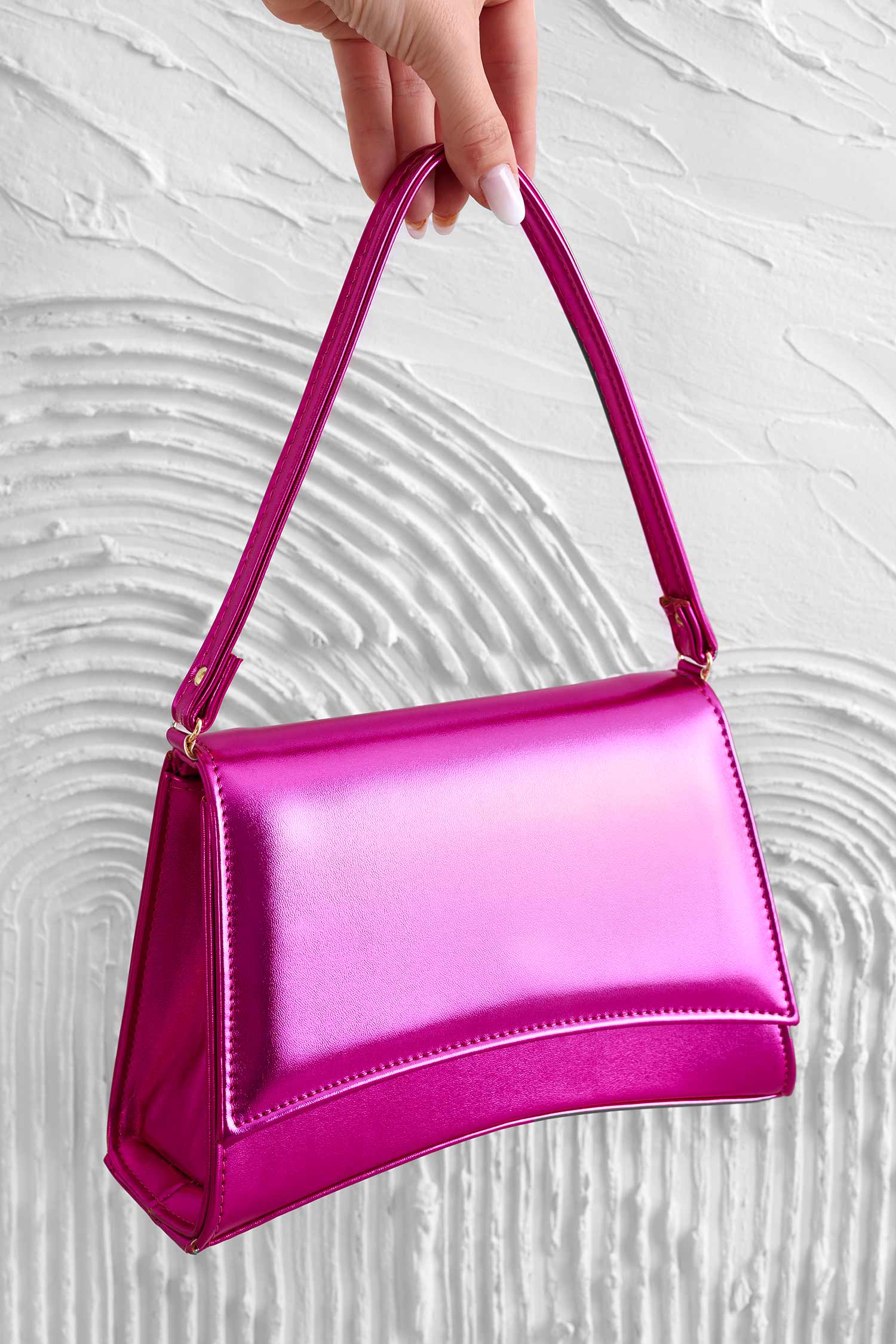 Sac à épaule B225 fuchsia métallisé
