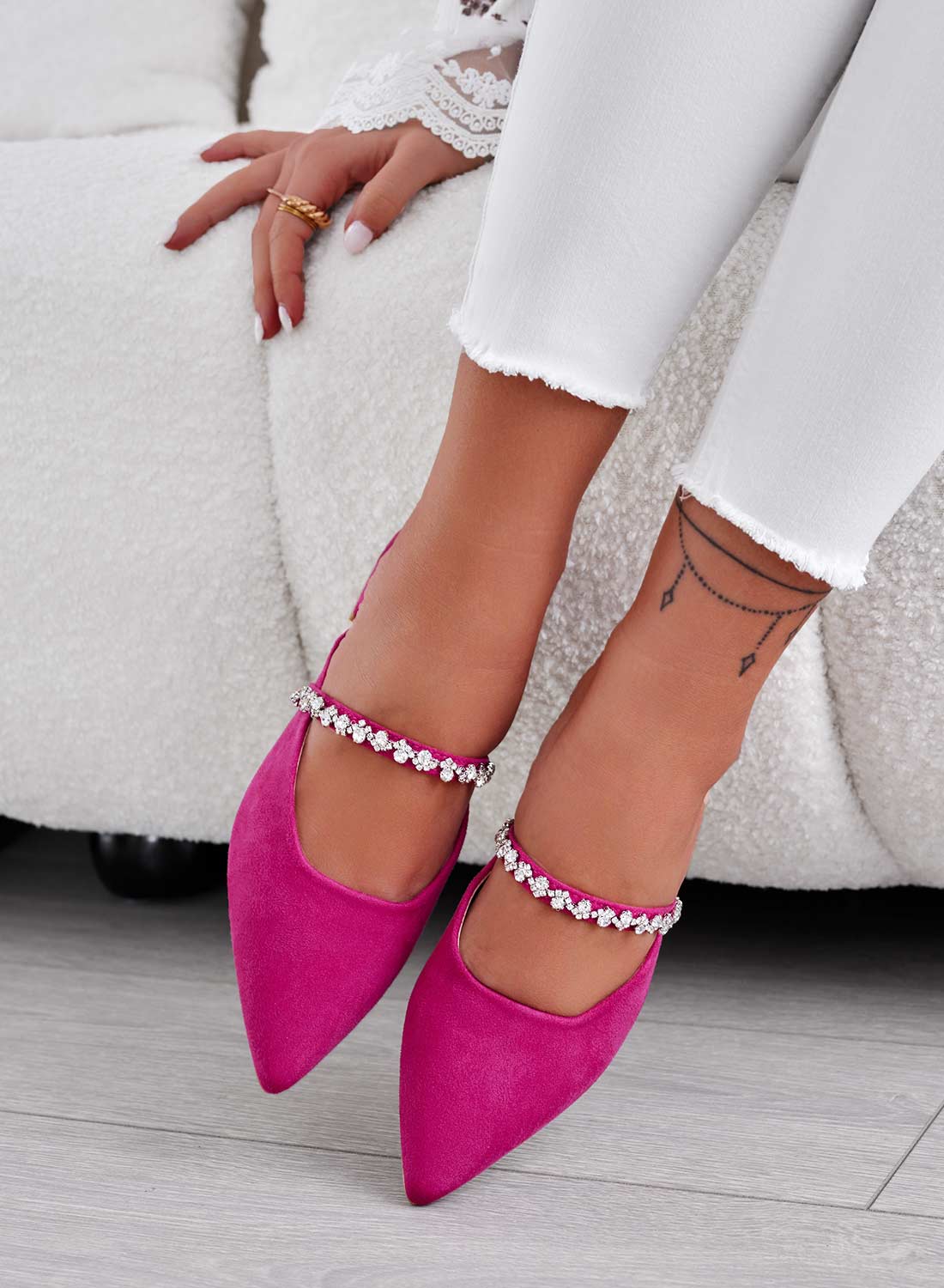 CANELA - Sabot mary jane fuchsia bas avec bijou