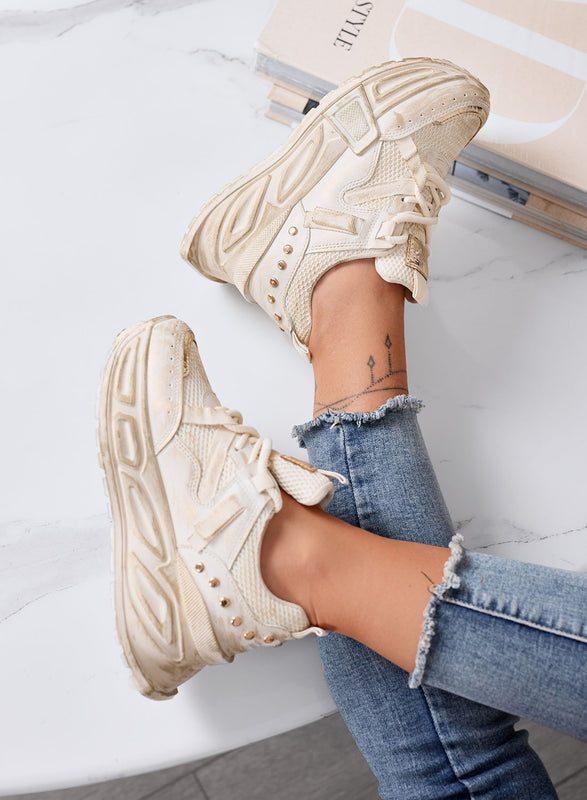 ELLIOT - Sneakers Chunky beige con Dettagli Oro