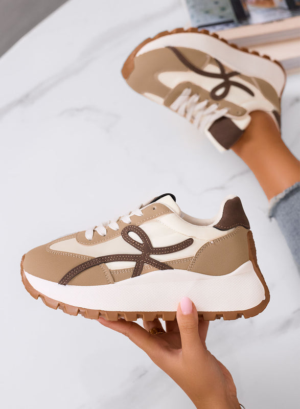 YONA - Sneakers fango con dettagli marroni e suola alta