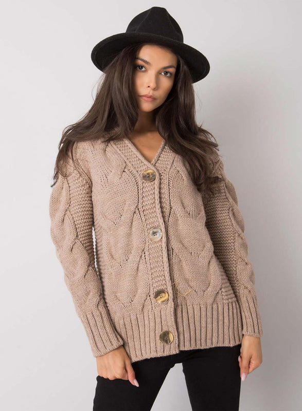 Cardigan fango in maglia con bottoni