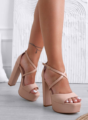 HOPE - Nude sandals with high heel and platform
