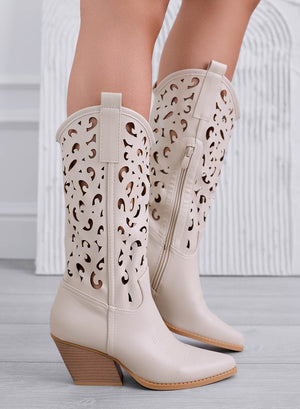 CANOSA - Beige perforated camper ankle boots