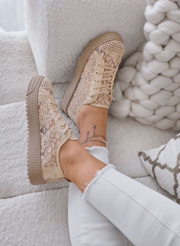 KISHA - Mud Sneakers in Lace with Transparent Effect