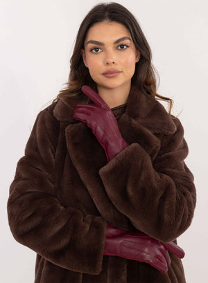 Burgundy gloves with warm velvet lining