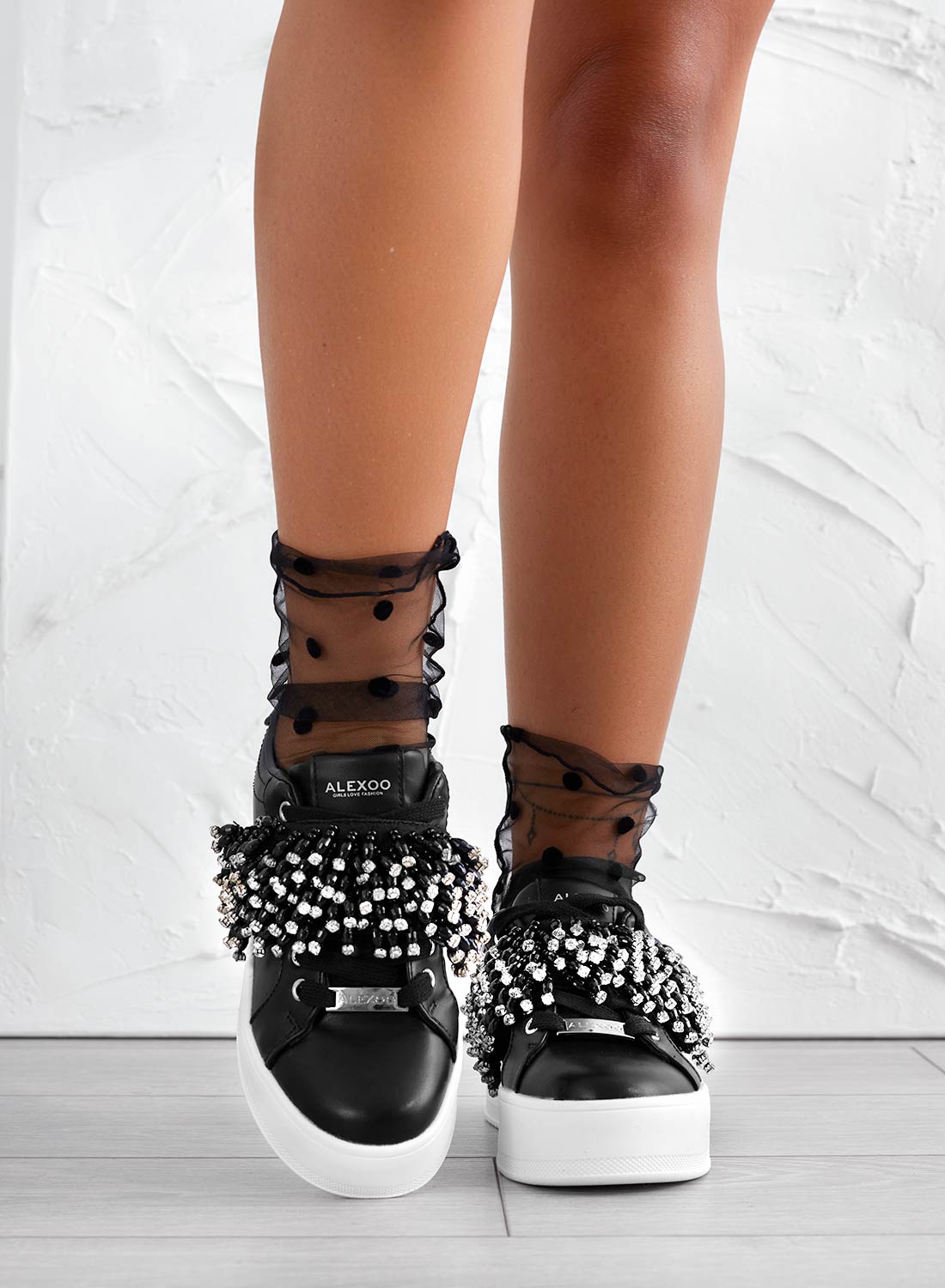 CARRY - Sneakers nere Alexoo con fascia in strass