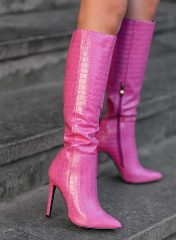 BRENDA - Fuchsia Alexoo boots with high heel