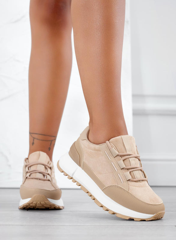 Sneakers beige in tessuto leggero