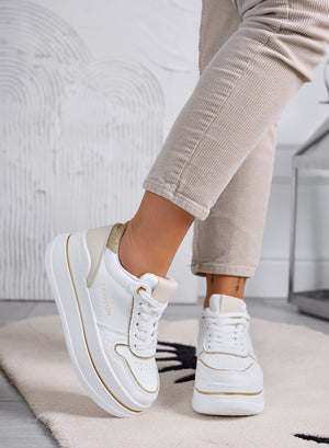 AMELIA - White sneakers with gold glitter inserts