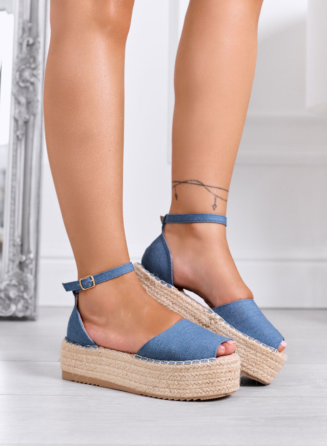 LICIA - Espadrilles bleu jean à plateforme avec bride à la cheville